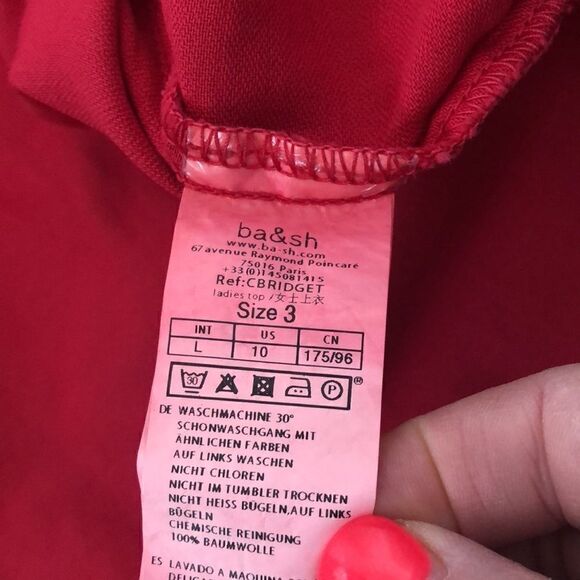 NWT BA&SH Bridget Shirt Red Size 3 (US10) - Picture 12 of 14